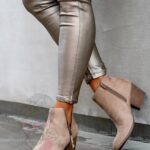 -WYPRZEDANE-Botki z wycięciami Lady Foli IV c. beżowe