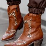 Botki w stylu kowbojskim Madam Cimera karmelowe