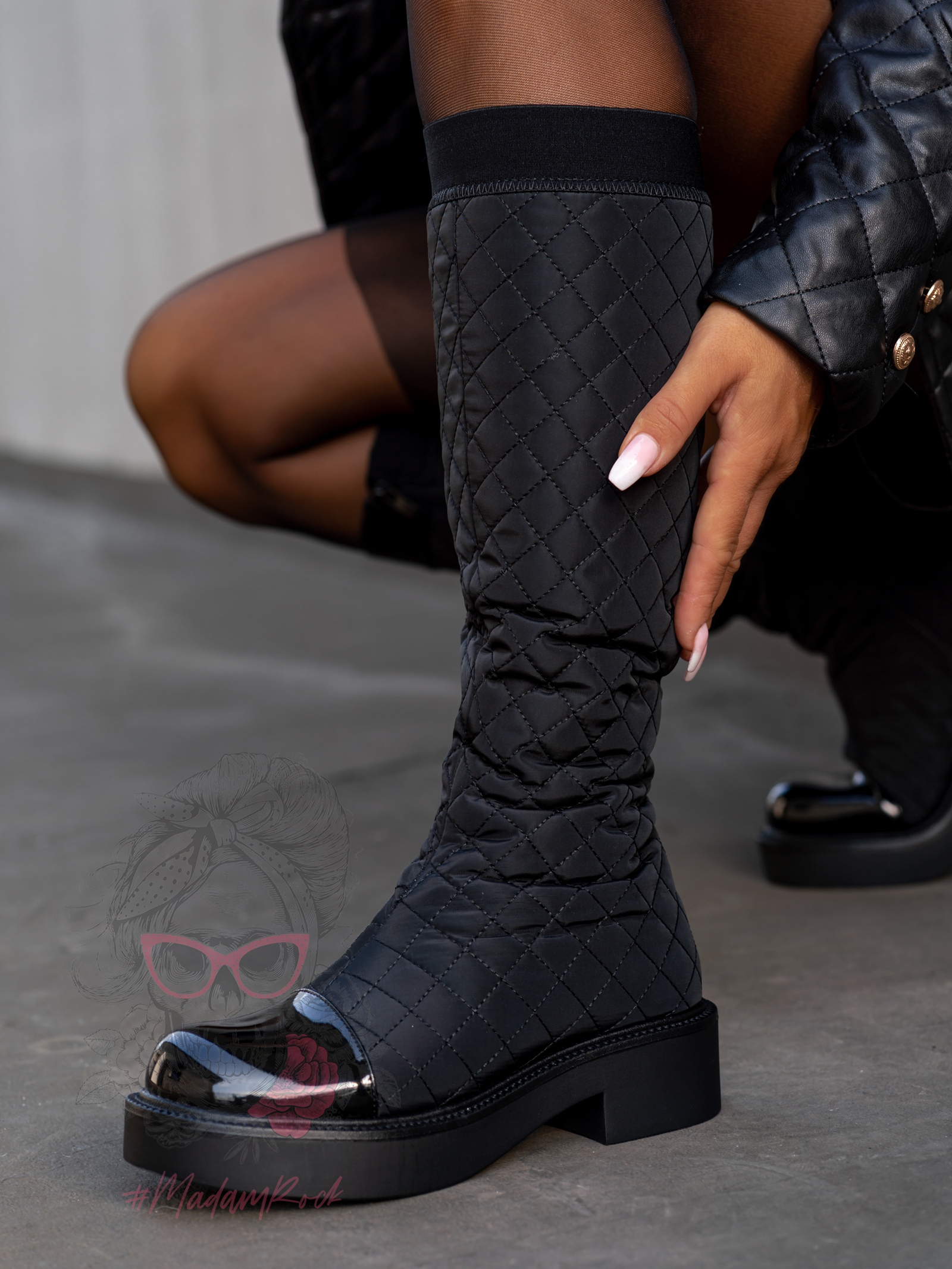 Kozaki pikowane Madam Malena czarne