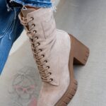 Botki na klocku Rock Geter beżowe