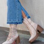 Botki na klocku Rock Geter beżowe