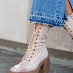 Botki na klocku Rock Geter beżowe