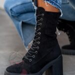 Botki na klocku Rock Geter czarne