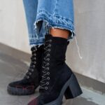 Botki na klocku Rock Geter czarne