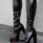 -WYPRZEDANE-Kozaki lakierowane na słupku Mustang Rock czarne