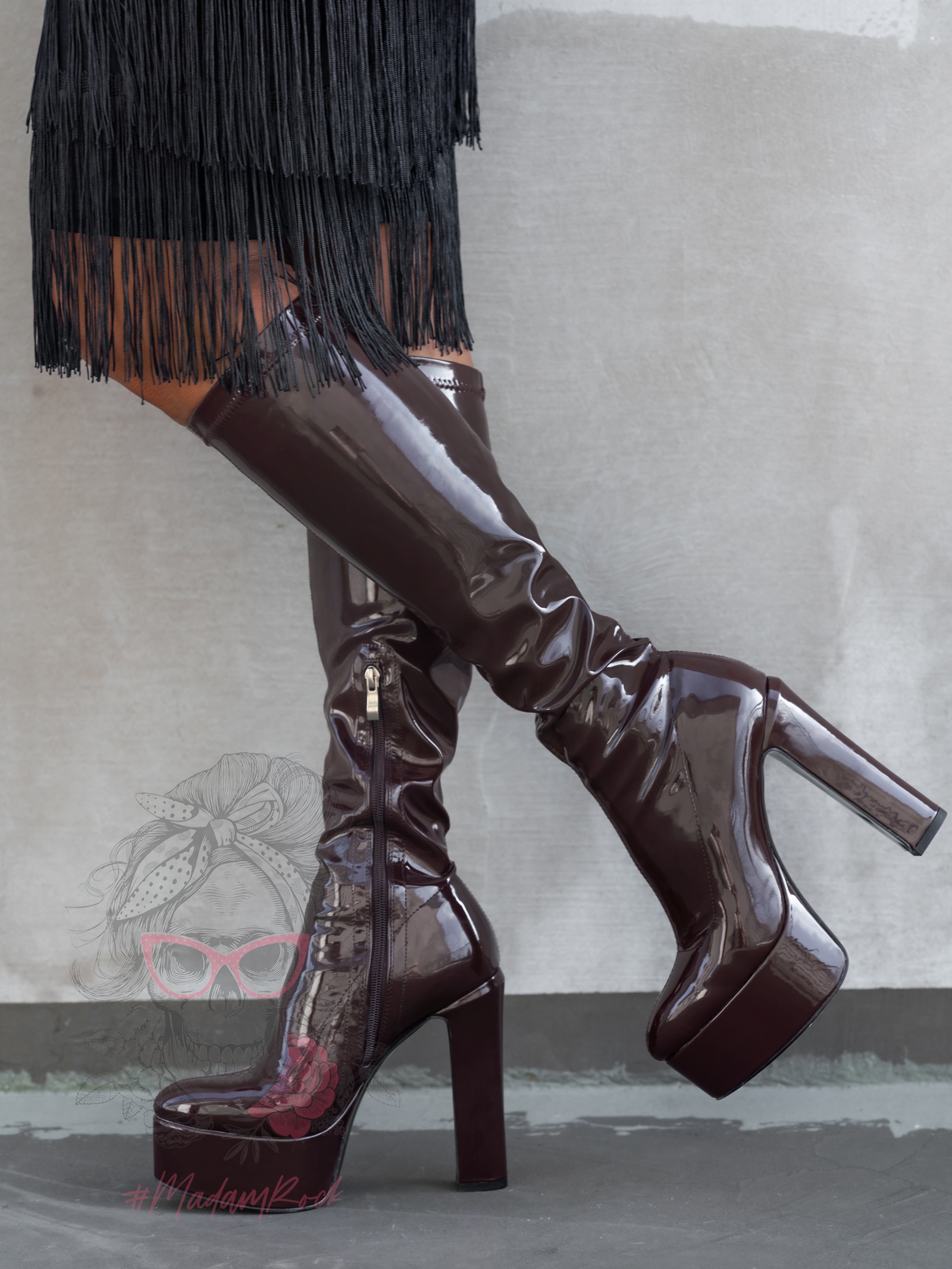 -WYPRZEDANE-Kozaki lakierowane na słupku Mustang Rock brązowe -WYPRZEDANE-Kozaki lakierowane na słupku Mustang Rock brązowe