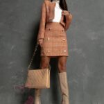 Komplet tweedowy Rellation pomarańczowy