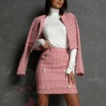 Komplet tweedowy Rellation pudrowy