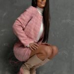 Komplet tweedowy Rellation pudrowy