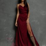 Sukienka maxi satynowa Long Satin Ola Voga bordowa