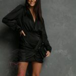 Sukienka satynowa marszczona Luxury Satin Ola Voga czarna