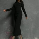 Sukienka prążkowana maxi LA Puntadas czarna