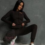 Komplet prążkowany LA Puntadas brązowy