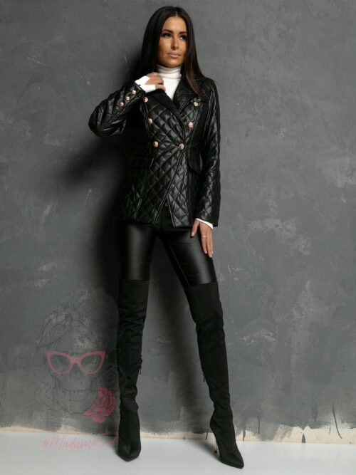 WYPRZEDANE-Marynarka pikowana skórzana Bited czarna