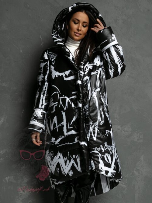 Kurtka długa MC Moon czarno-biała