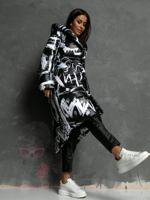 Kurtka długa MC Moon czarno-biała