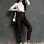 Spodnie skórzane bojówki Bogos brązowe