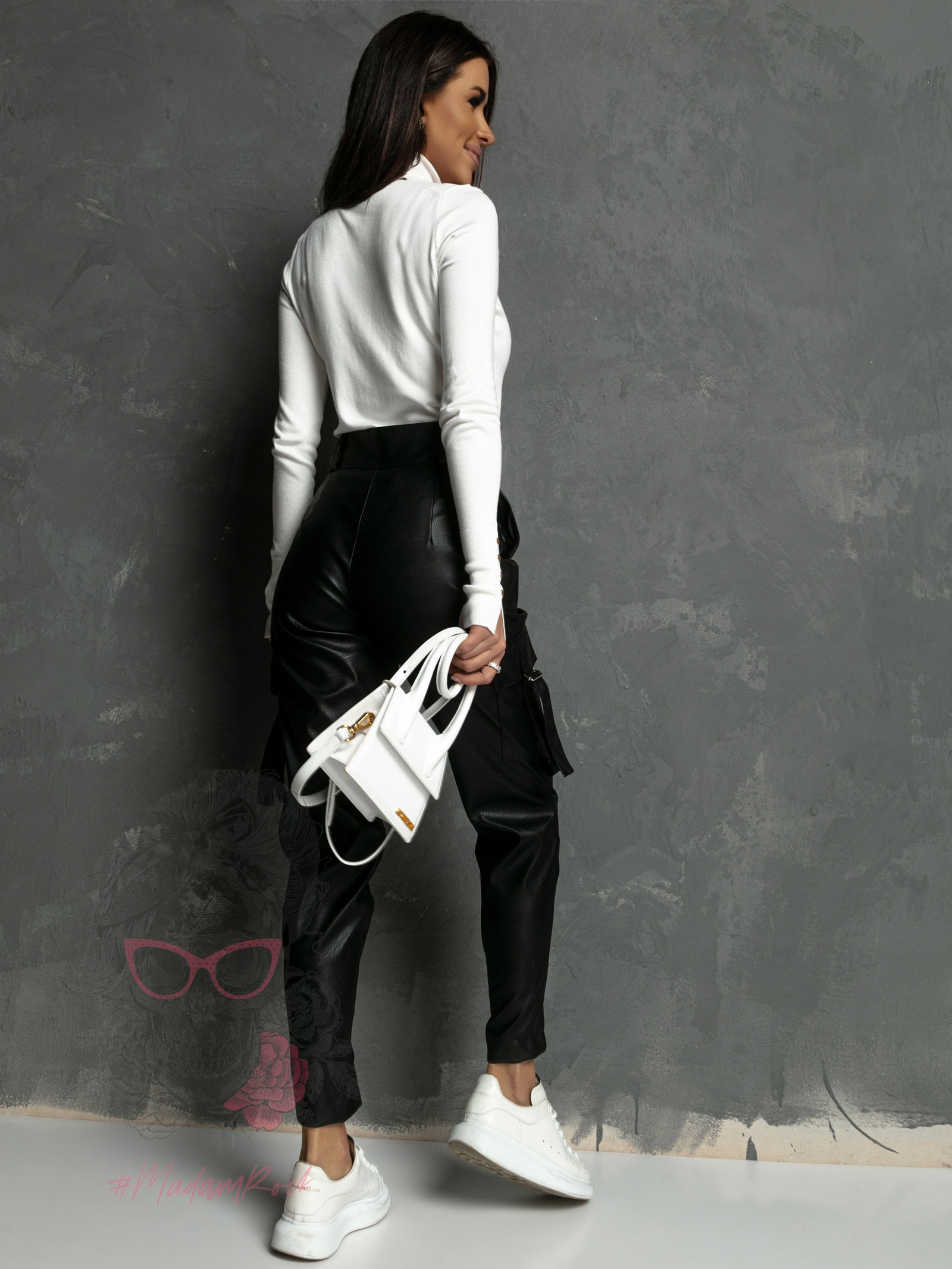 Spodnie skórzane bojówki Bogos czarne