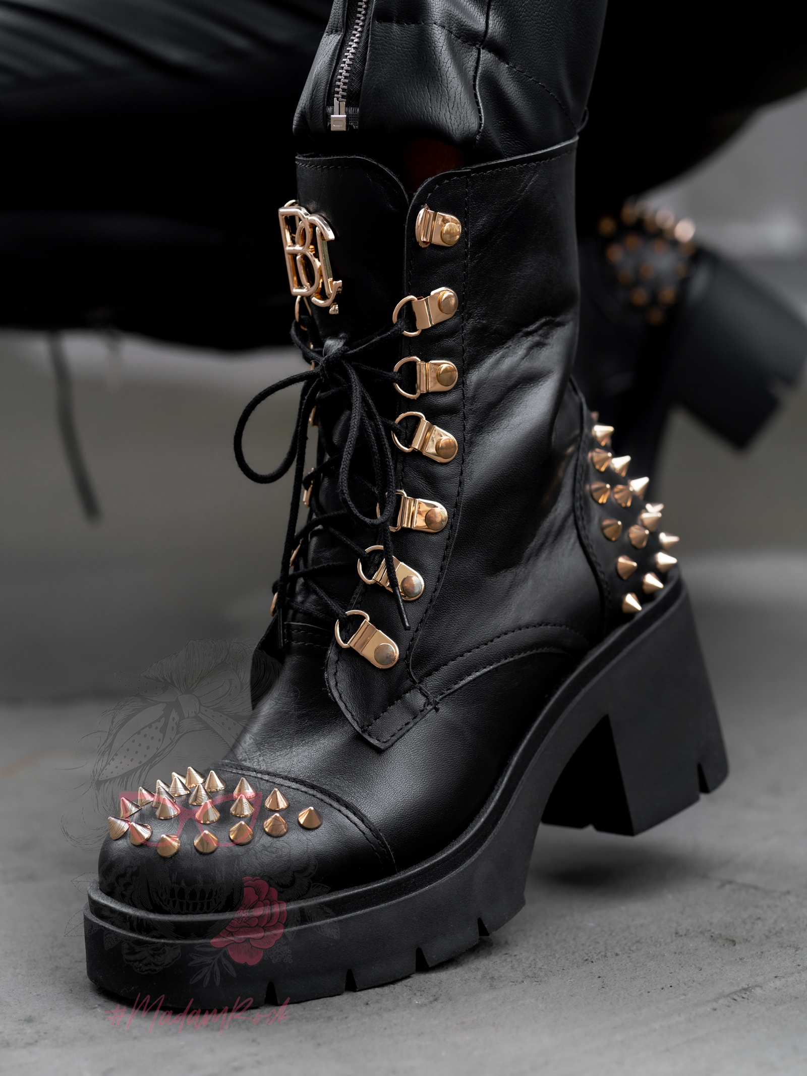 Workery z kolcami Picos Rock czarne