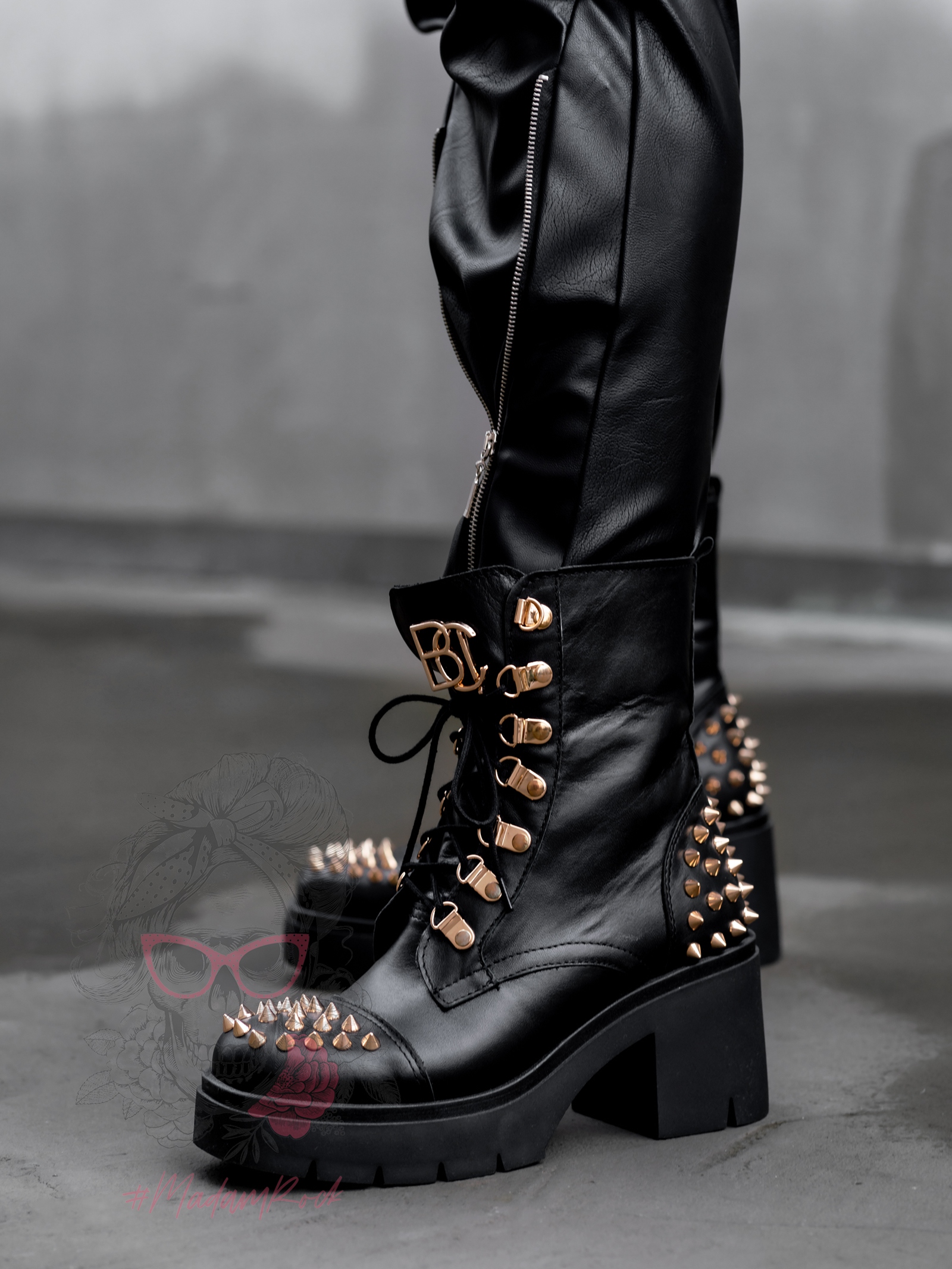 Workery z kolcami Picos Rock czarne