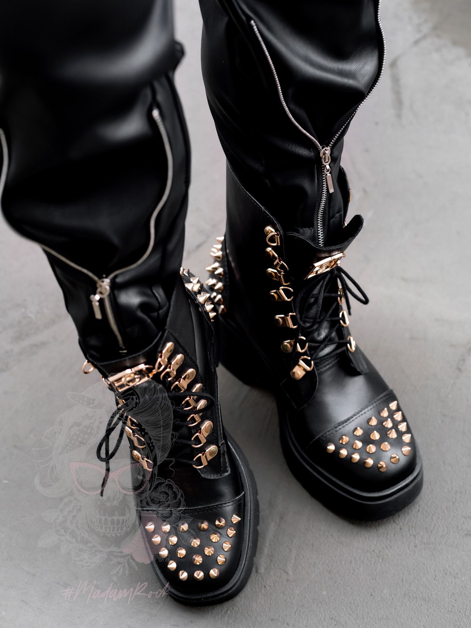 Workery z kolcami Picos Rock czarne