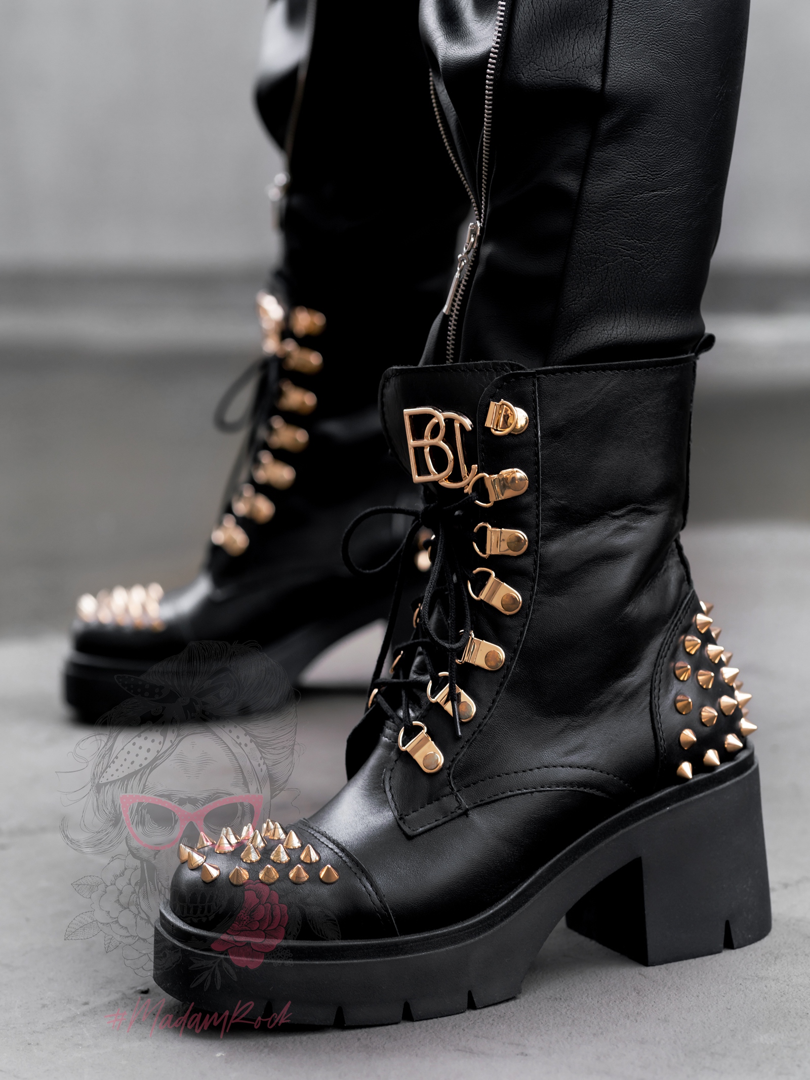 Workery z kolcami Picos Rock czarne