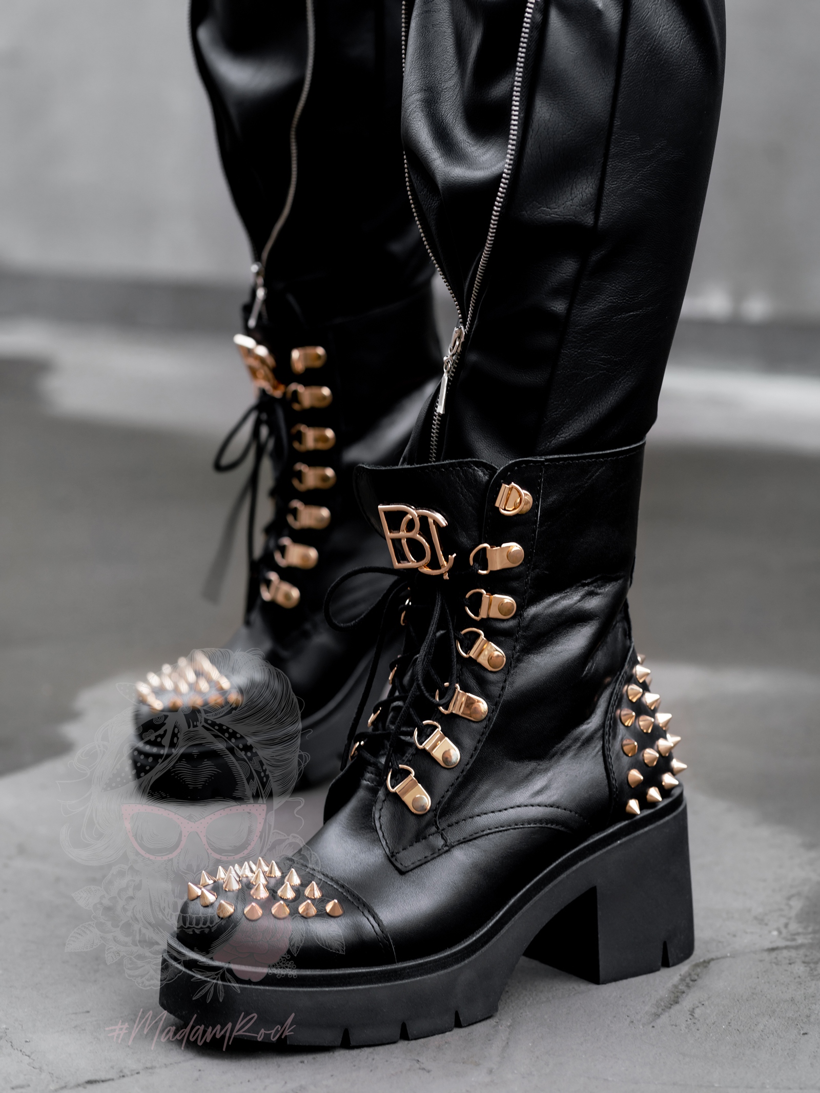 Workery z kolcami Picos Rock czarne