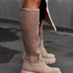 Kozaki oficerki kabaretki Rock Autoriz beżowe