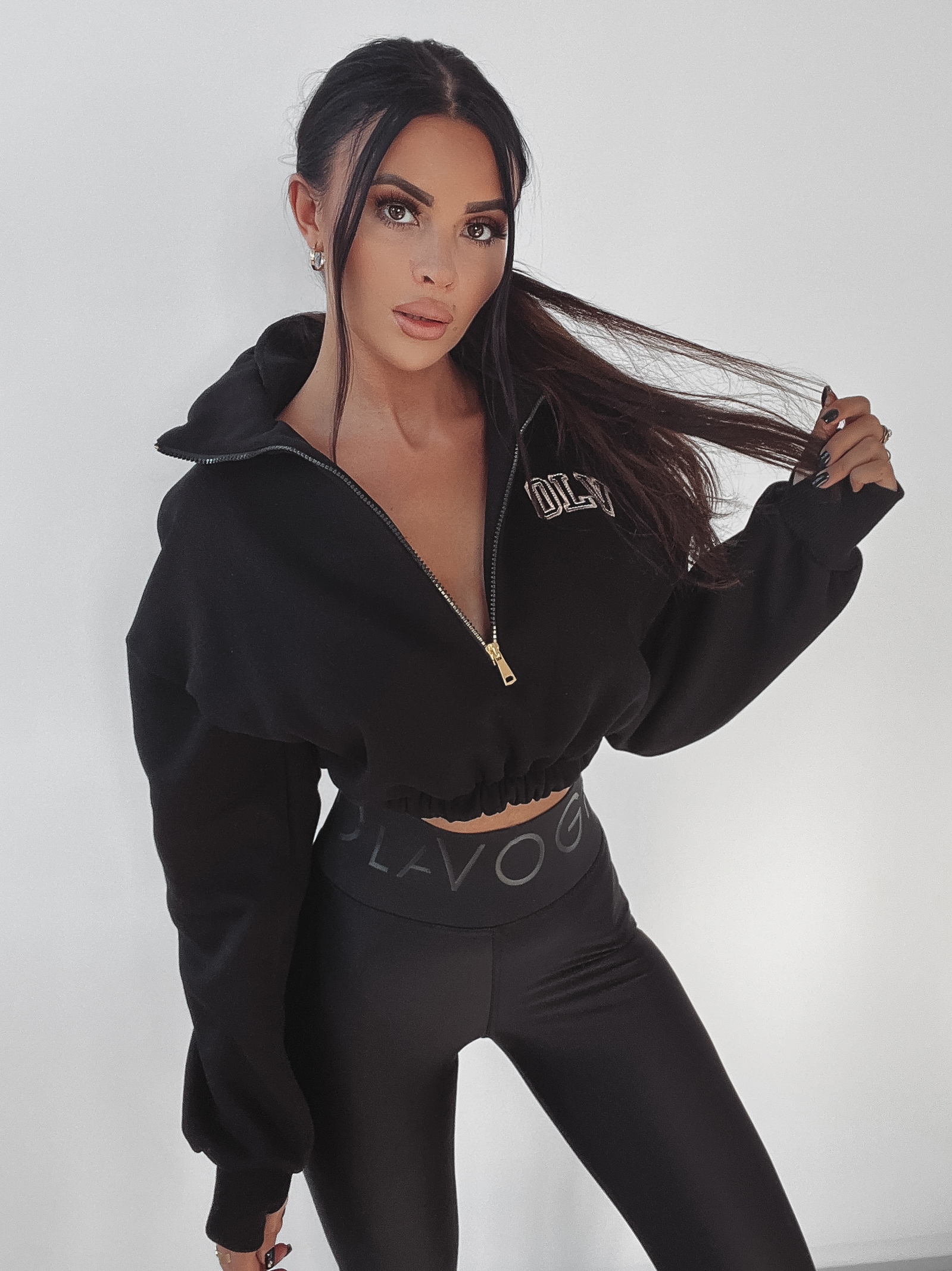 Bluza z kołnierzem Ola Voga Big Zipper czarna