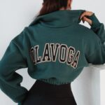 Bluza z kołnierzem Ola Voga Big Zipper butelkowa zieleń