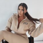 Bluza z kołnierzem Ola Voga Big Zipper beżowa