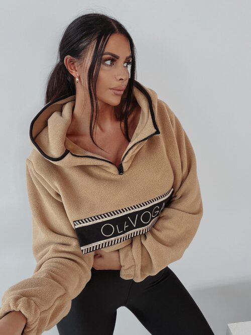 Bluza polarowa z kapturem Ola Voga Teddy beżowa