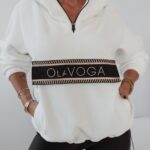 Bluza polarowa z kapturem Ola Voga Teddy ecru