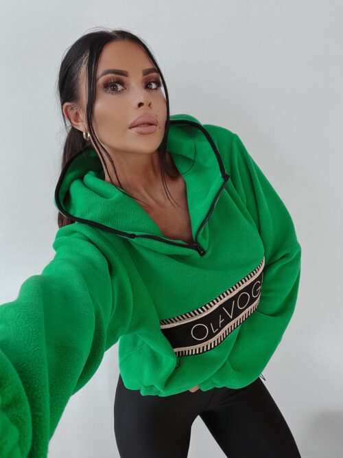 Bluza polarowa z kapturem Ola Voga Teddy zielona