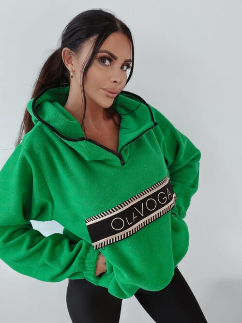 Bluza polarowa z kapturem Ola Voga Teddy zielona