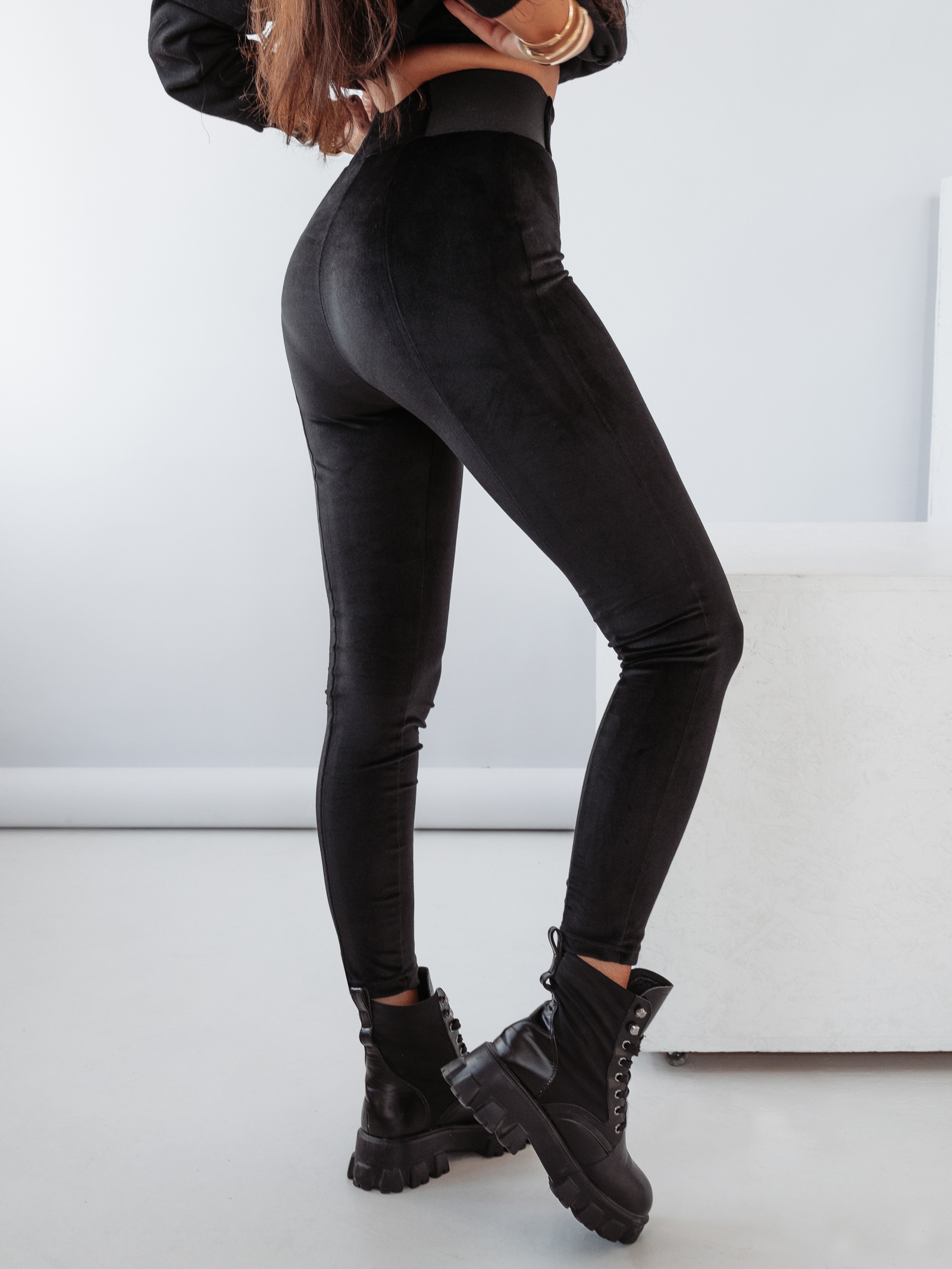 Legginsy welurowe Only Black Ola Voga czarne
