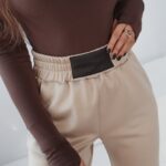 Spodnie z marszczeniami Ola Voga Intensive Autumn beżowe