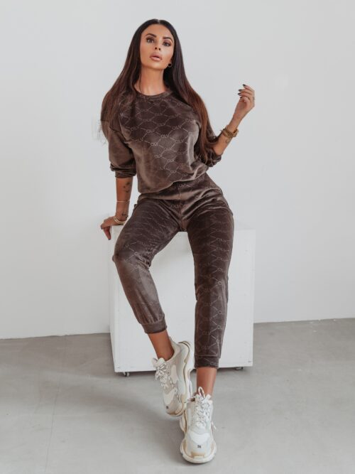 Komplet welurowy Soft Olv Ola Voga brązowe