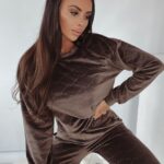 Komplet welurowy Soft Olv Ola Voga brązowe