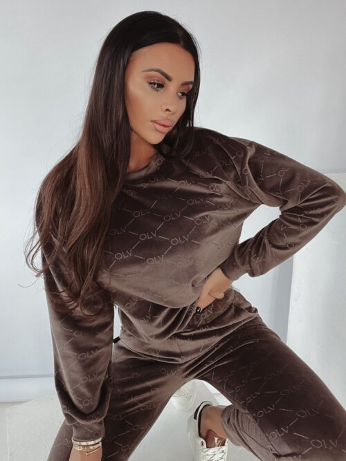 Komplet welurowy Soft Olv Ola Voga brązowe