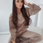 Komplet welurowy Soft Olv Ola Voga beżowe