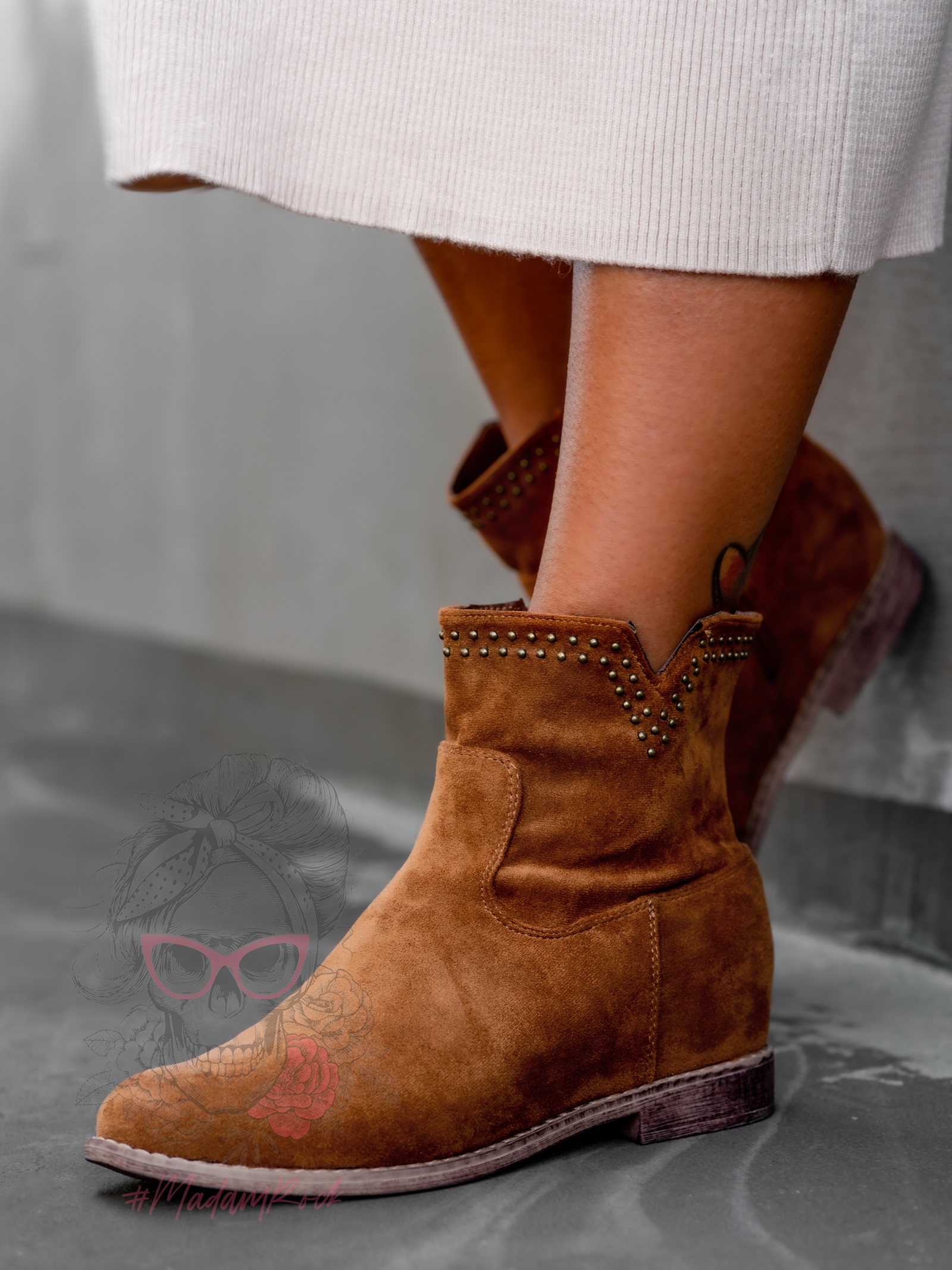 Botki na koturnie Madam Tella karmelowe