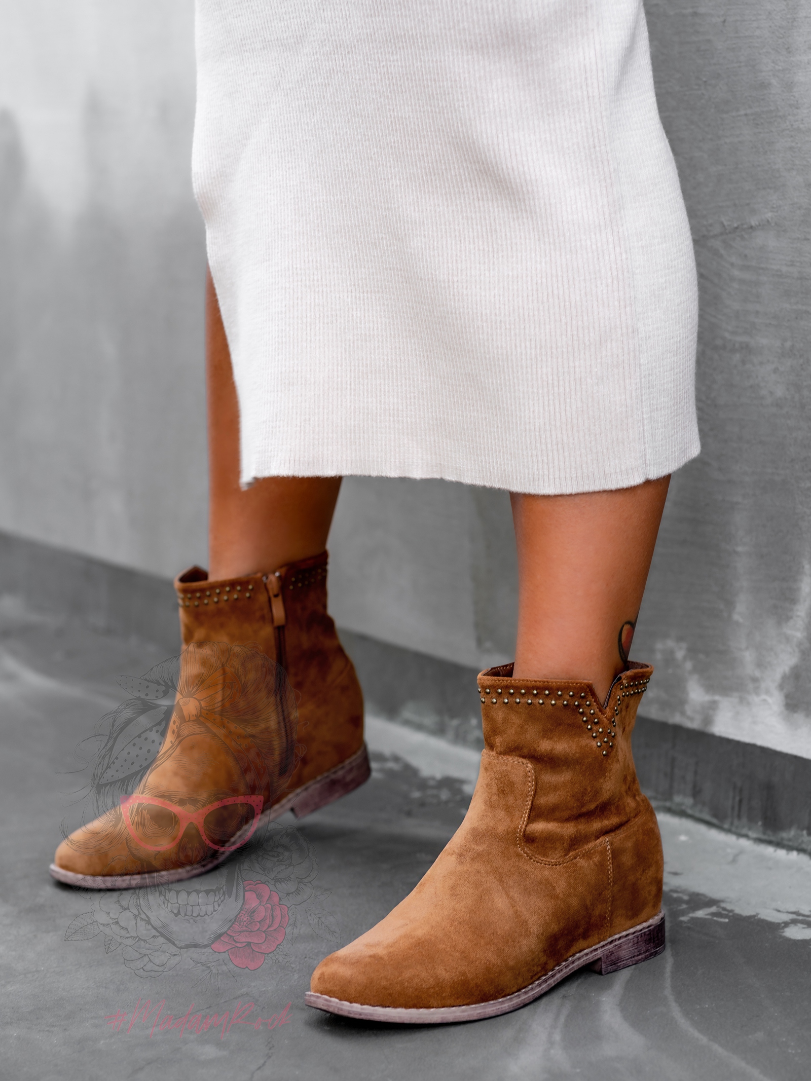 Botki na koturnie Madam Tella karmelowe Botki na koturnie Madam Tella karmelowe