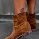 Botki na koturnie Madam Tella karmelowe