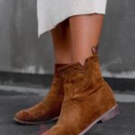 Botki na koturnie Madam Tella karmelowe