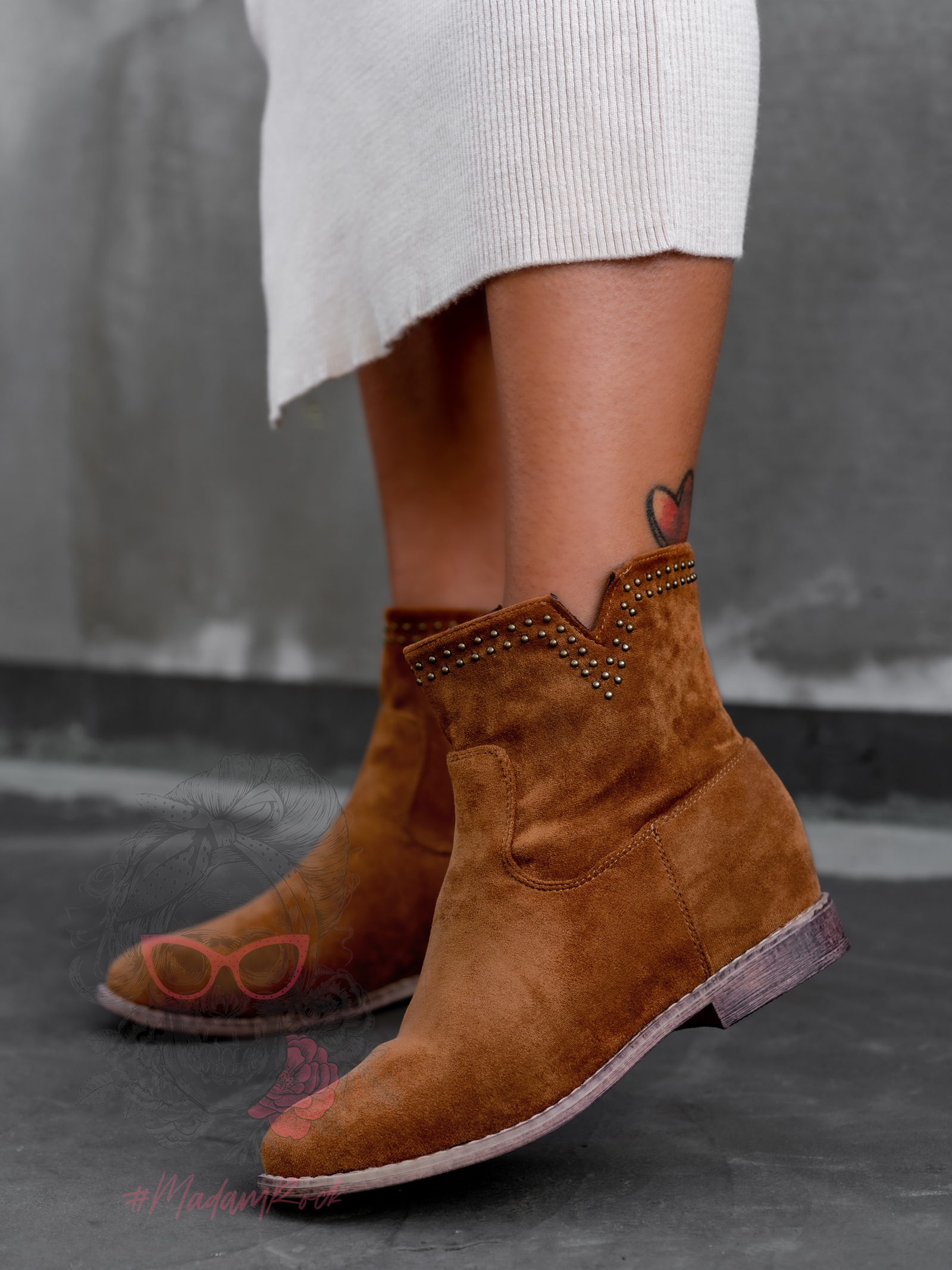 Botki na koturnie Madam Tella karmelowe Botki na koturnie Madam Tella karmelowe