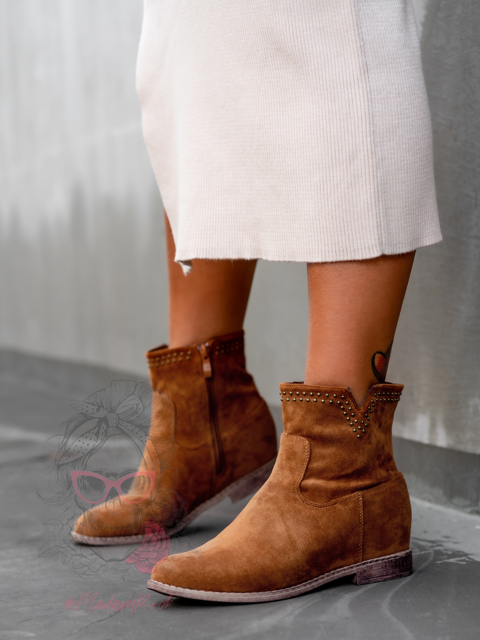 Botki na koturnie Madam Tella karmelowe Botki na koturnie Madam Tella karmelowe