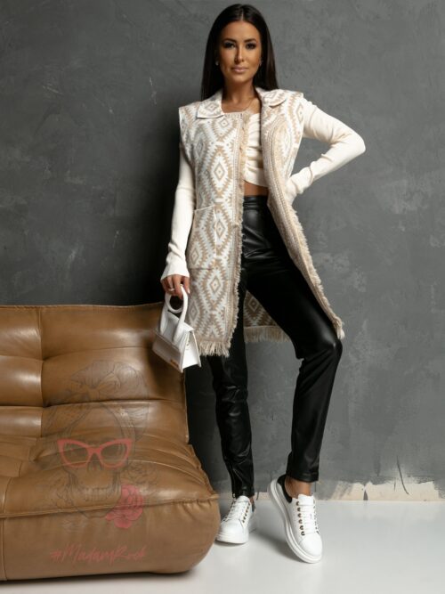 Kamizelka dzianinowa Astec biało-beżowa