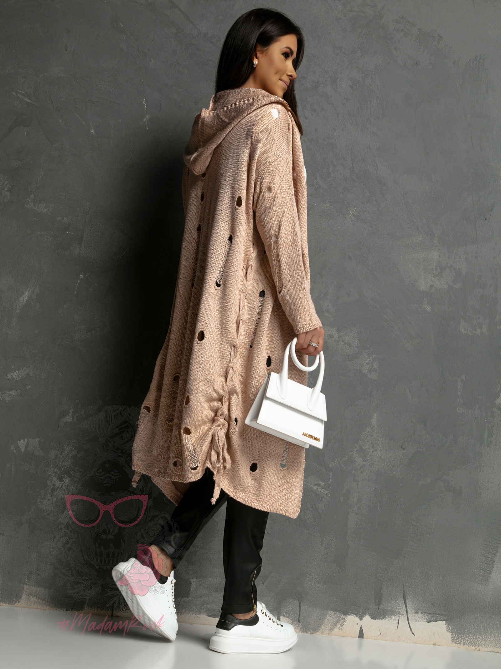 Kardigan długi Leaki Rock pudrowy