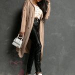 Kardigan długi Leaki Rock pudrowy